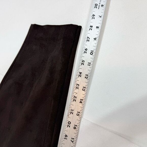 Talbots Pants Women 20W Brown Stretch Faux Leather Suede Velour Pull on Tapered - Picture 2 of 10